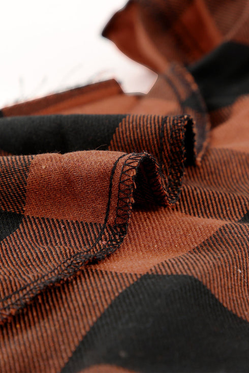 Turn-Down Collar Plaid Shirt Coat